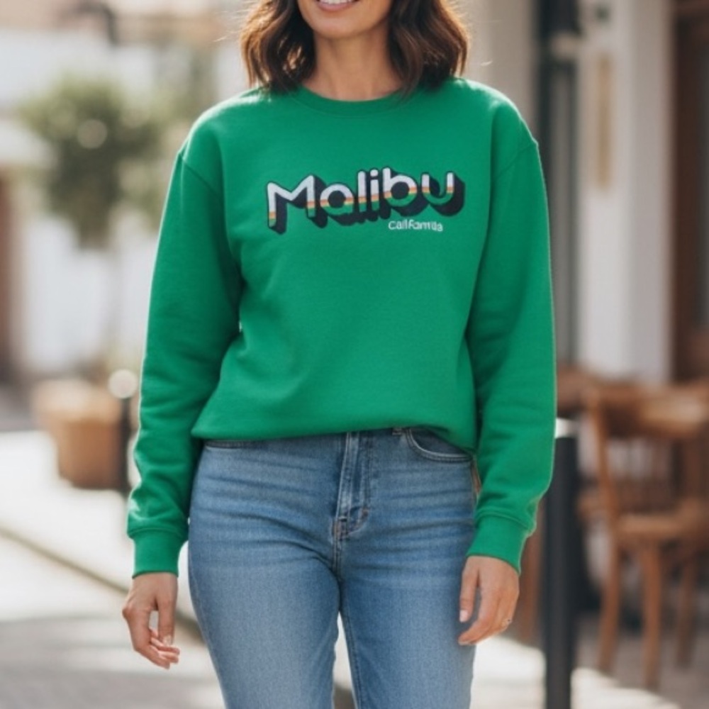 NWT CampDavid Malibu California Women's Green Crew Neck Sweater Size M